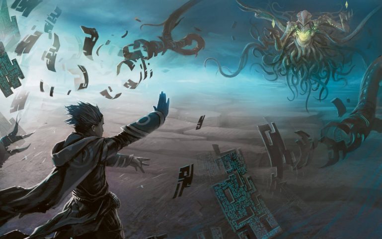 5e Wizard fighting an giant floating monster with tentacles