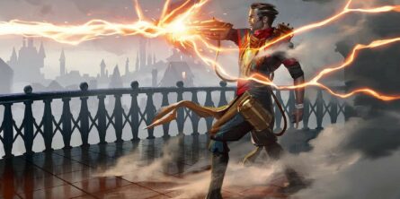 A wizard spell sniper shooting a bolt of lightning