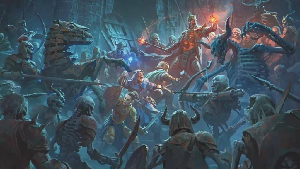 Adventurers fight back a horde of undead